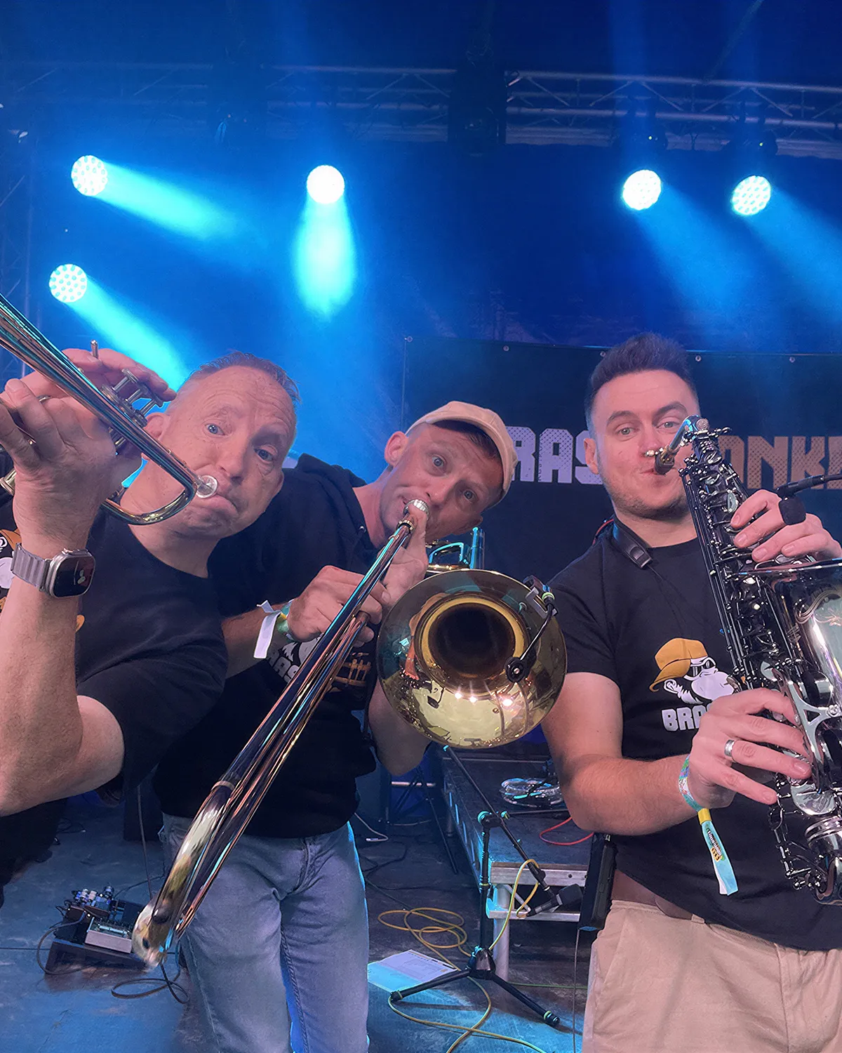 Brass Monkees horn section on stage