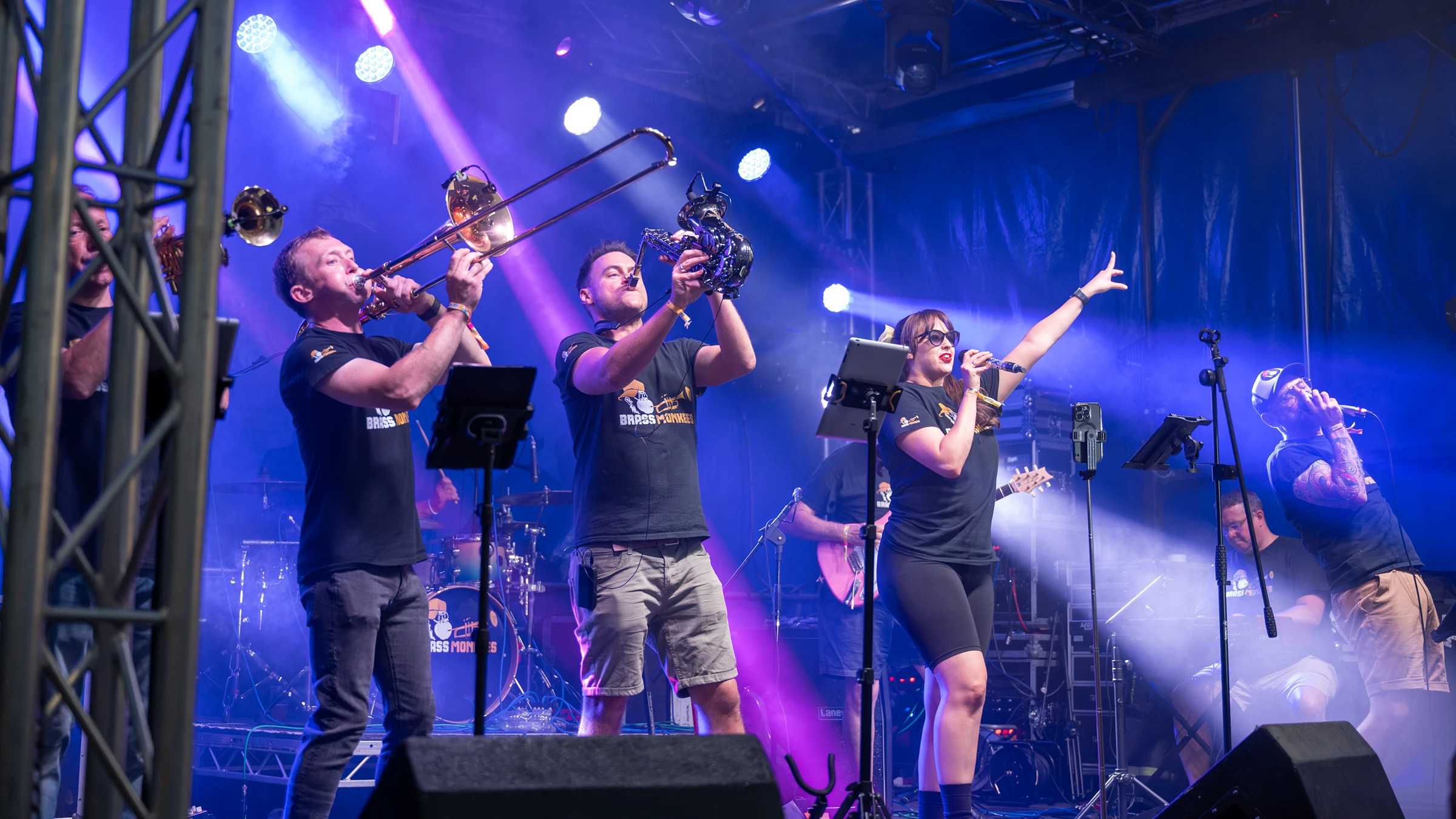 Brass Monkees live band performing on stage