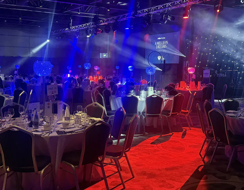 Wedding reception at a Liverpool venue set up for a live band